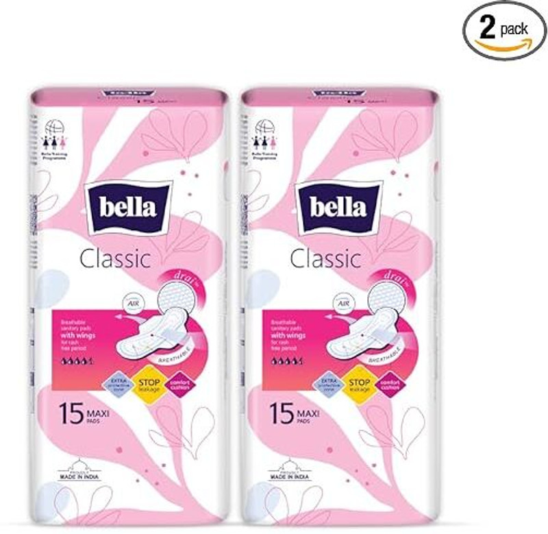 Bella Classic Maxi Drai Pads For Women | Sanitary Napkins | Drai Topsheet | 28 Cm Long Sanitary Pad(Pack of 2)
