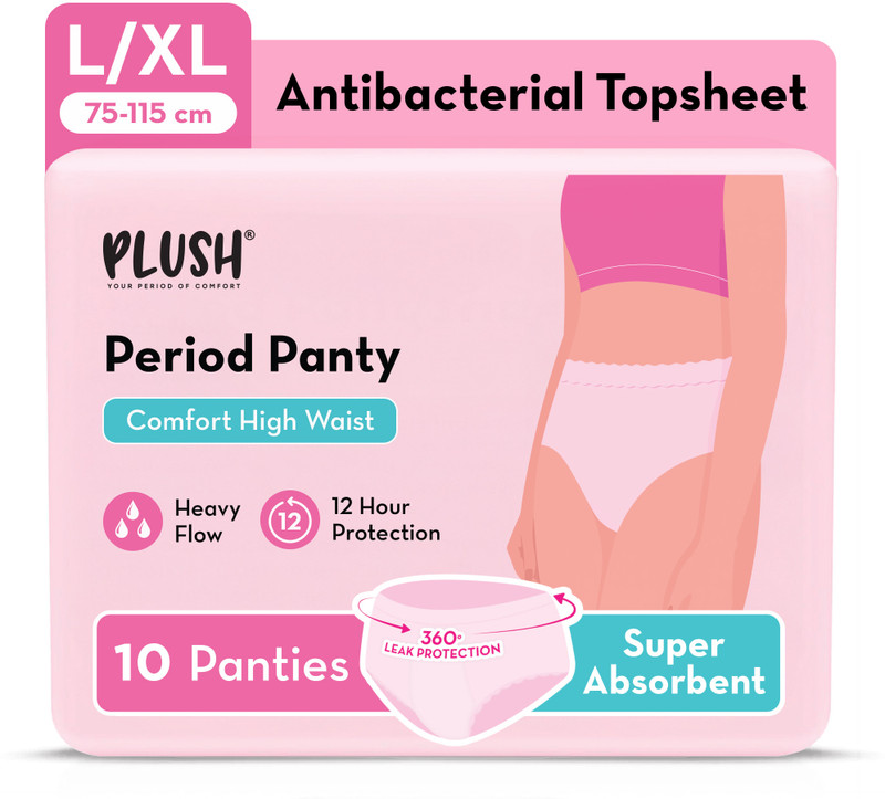 PLUSH Comfort High Waist Disposable Period Panty L/XL(75-115 cm) Sanitary Pad(Pack of 10)