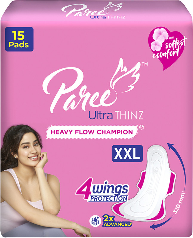 Paree Ultra Thin XXL Sanitary Napkins for Heavy Flow 15 Pads with Free disposable bags Sanitary Pad(Pack of 15)