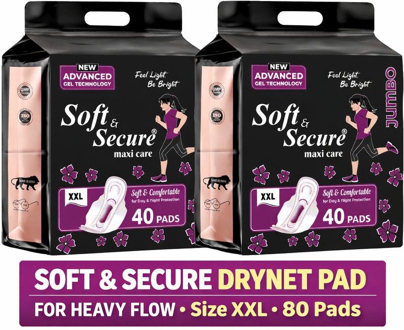 soft & secure StayDry Maxi Pad XXL Combo of 2 Packs (80 pads) Sanitary Pad(Pack of 2)