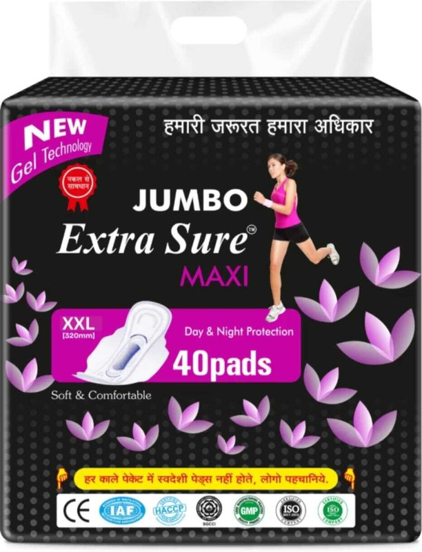 Jumbo Extra Sure XXL 80 PADS Sanitary Pad(Pack of 80)