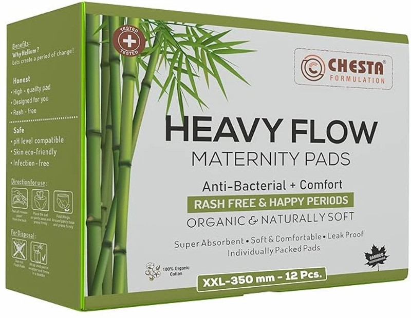 CHESTA FORMULATION Sanitary Pads for Women Heavy Flow Maternity Pads [Size-XXL-350MM Pads-12PCS] Sanitary Pad(Pack of 12)