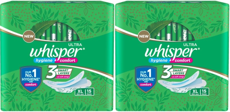 Whisper Ultra hygiene+comfort XL ( 15+15 pads ) Sanitary Pad  (Pack of 30)