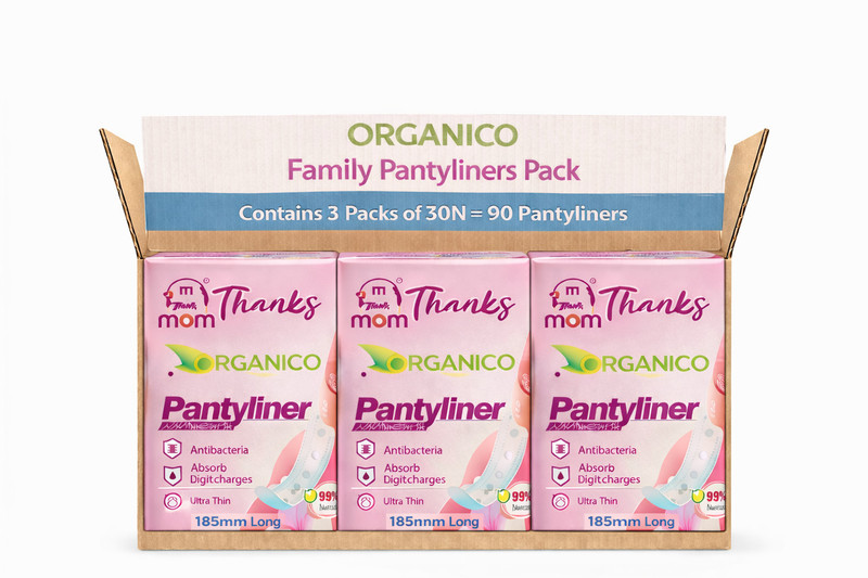 Thanks mom ORGANICO PANTY LINERS 30 LINERS BOX (COMBO OF 30X2=60 LINERS) Pantyliner(Pack of 2)