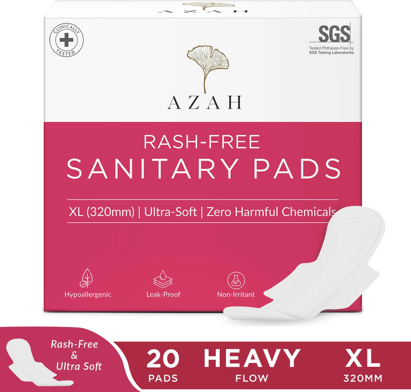 AZAH Rash-Free Napkins Regular+XL for Medium & Heavy Flow | Leak Proof & Cottony Soft Sanitary Pad(Pack of 20)