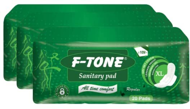 JMD GROWTH LIFE SCIENCES F-Tone Sanitary Pad Jumbo Pack (60 pads) for Women Sanitary Pad(Pack of 3)