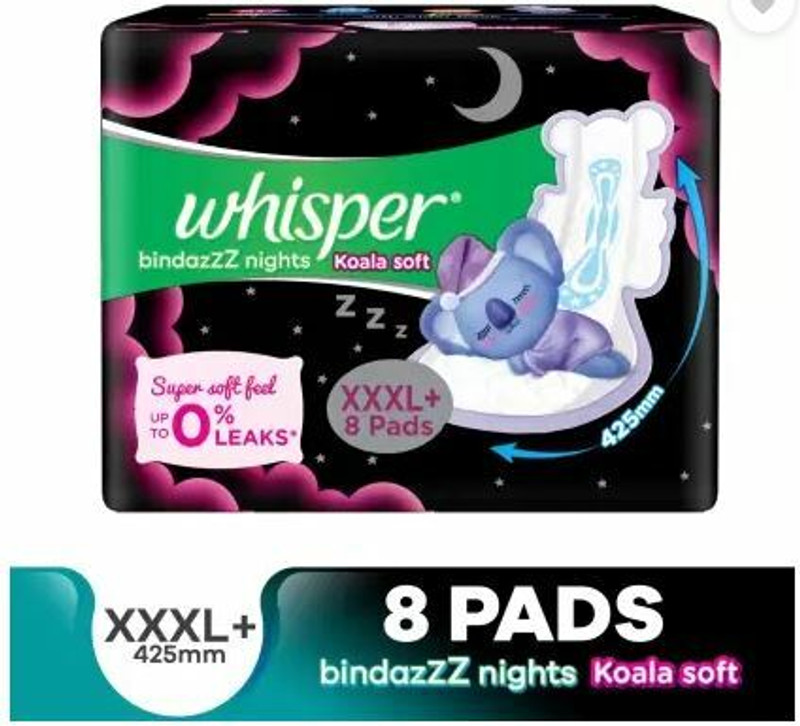 Whisper Sanitary Pads for Women, XXXL+ 8 Napkins Sanitary Pad (Pack of 8) Sanitary Pad Sanitary Pad (Pack of 8)