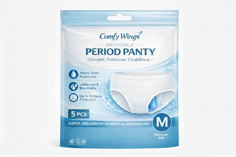 COMFYWINGS Period Panty (XXL 34-38 inch)| 5X Super Absorbent Panties |(Pack of 5) Pantyliner(Pack of 5)