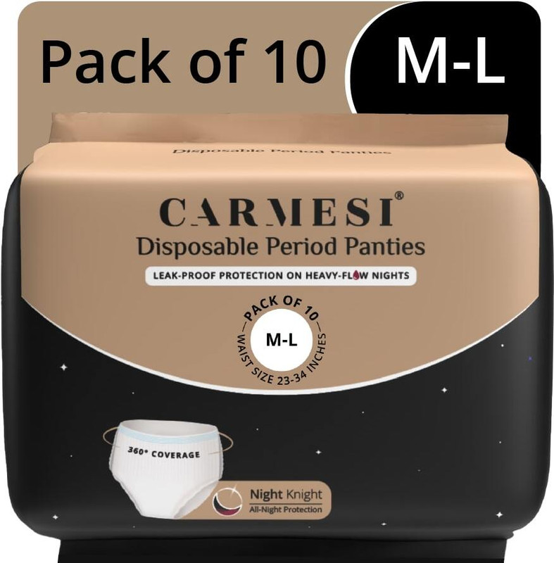 Carmesi Disposable Period Panties (L-XL) | Leak-Proof Protection For Heavy-Flow Nights Sanitary Pad(Pack of 10)