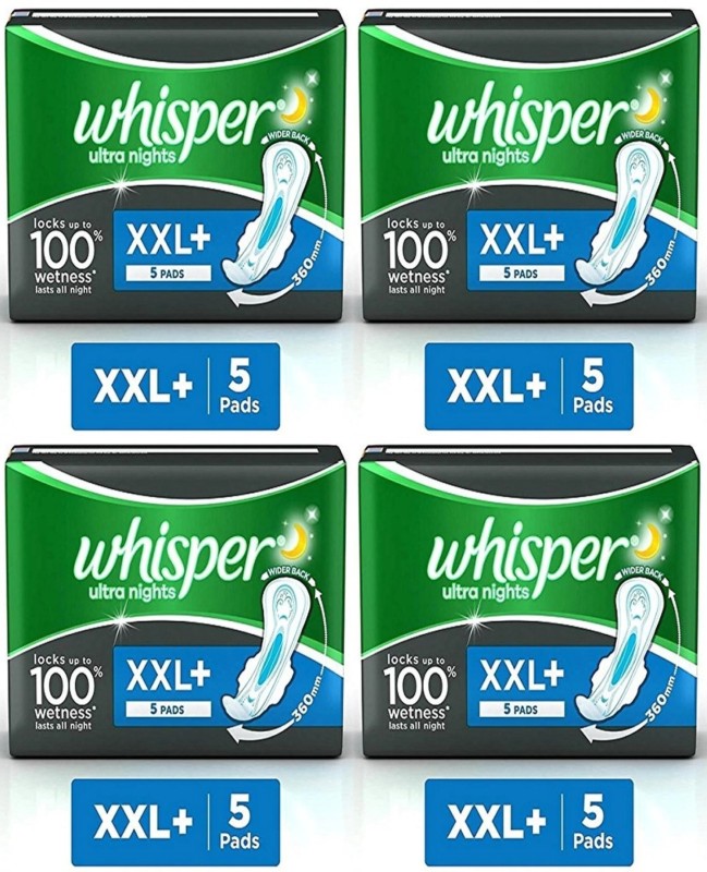 Whisper ultra Nights XXL+ ( 5+5+5+5 Pad ) Sanitary Pad  (Pack of 4)