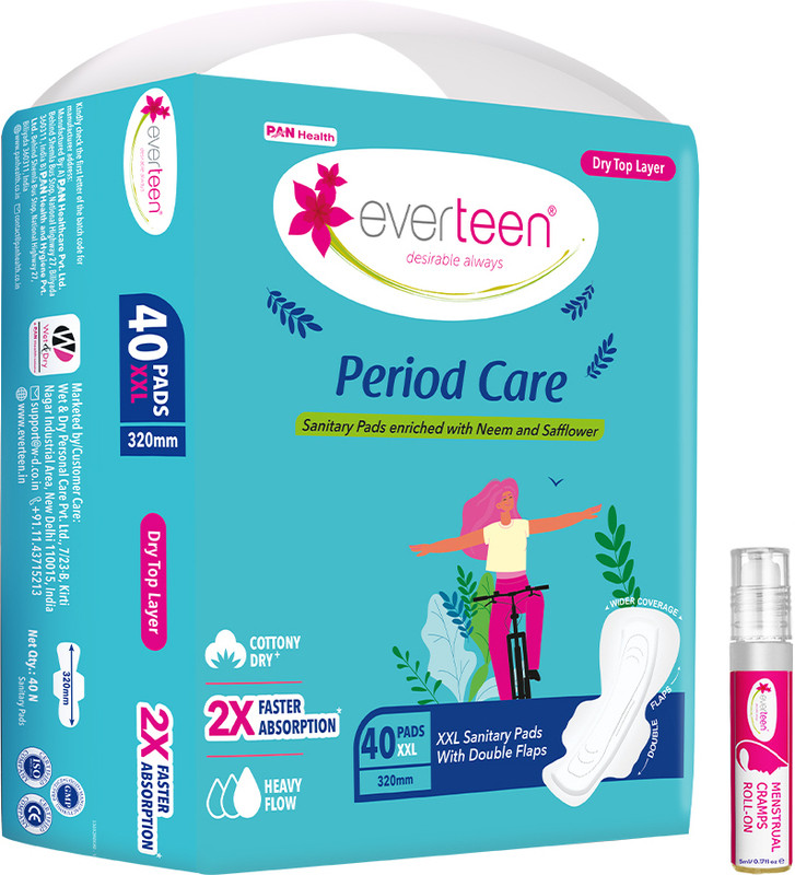 everteen combo 40 XXL Dry Period Care & Menstrual Cramps Roll-On�(5ml) Sanitary Pad