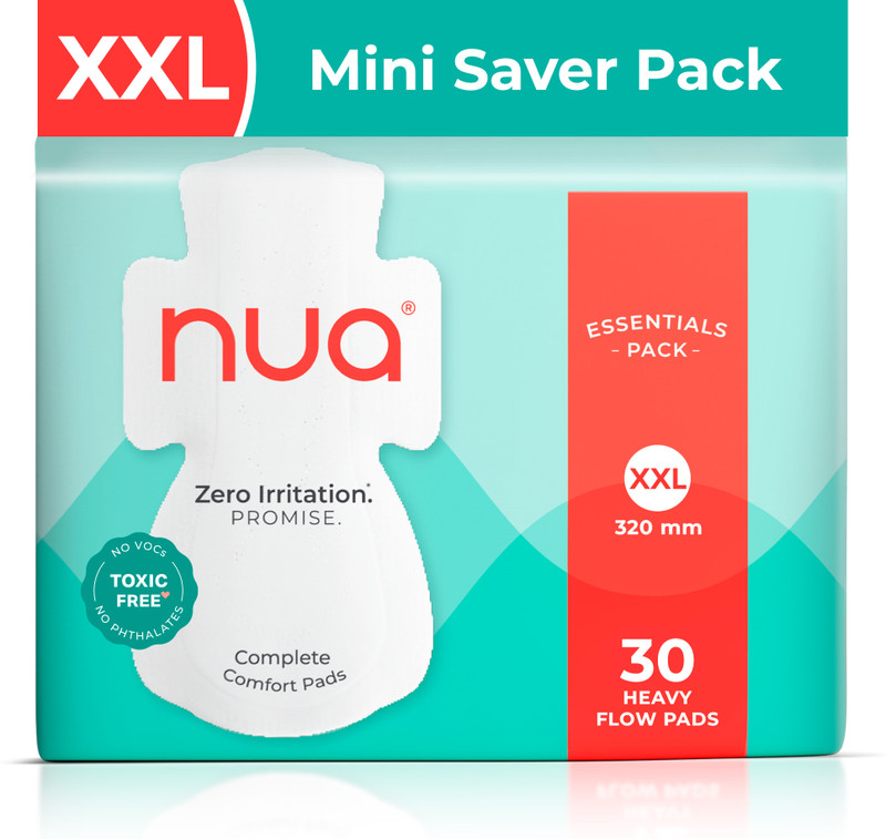 Nua Complete Comfort 30 Heavy Flow XL+ | Essentials Pack | 4X Comfort Sanitary Pad(Pack of 30)