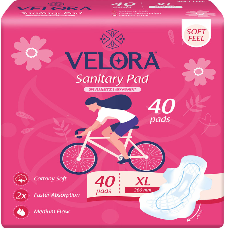 VELORA XXL Trifold Pads, Superior Absorption & Leak-Free Comfort, 320mm, Pack of 1 Sanitary Pad(Pack of 40)