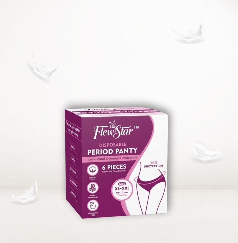 Flewstar Disposable Period Panties for Women & Girls,Delivery Pads, Overnight Use(M-L) Pantyliner(Pack of 6)