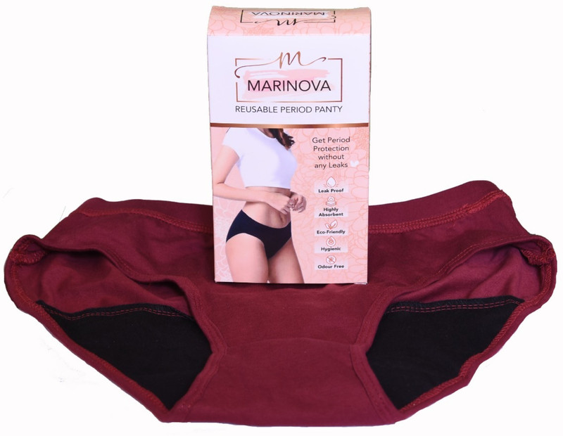 Marinova Reusable, Leakproof Period Panty,5 Layer Panty, Maroon, Pack of 1, L(34-37 Inch) Pantyliner