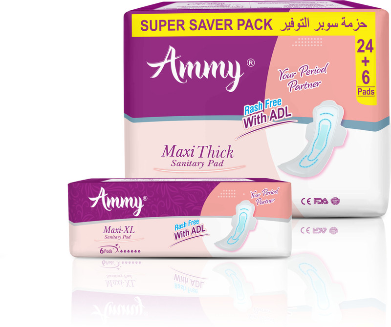 Ammy 36 Maxi Pads, 30 Pcs XXL (Heavy Flow) & 6 Pcs XL (1) (Regular Flow) Sanitary Pad(Pack of 36)
