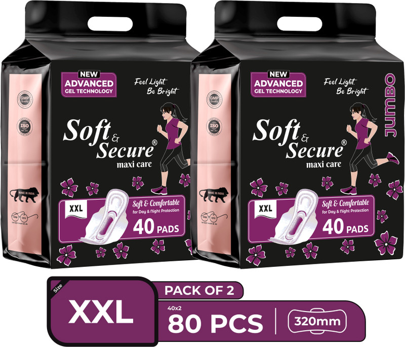 soft & secure LeakGuard DryNet Max XXXL Pads Super Absorbent Combo Pack Sanitary Pad(Pack of 80)