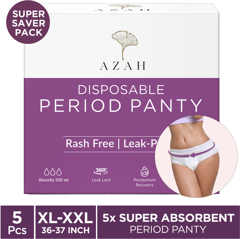 AZAH Period Panty Pad |L-XL (33-35 inch)| 5X Super Absorbent Panties | Sanitary Pad(Pack of 5)