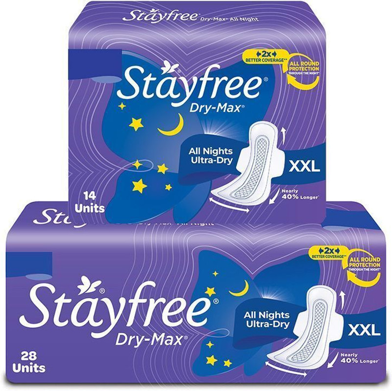 STAYFREE Dry-Max All Night Ultra-Dry A Sanitary Pad(Pack of 42)