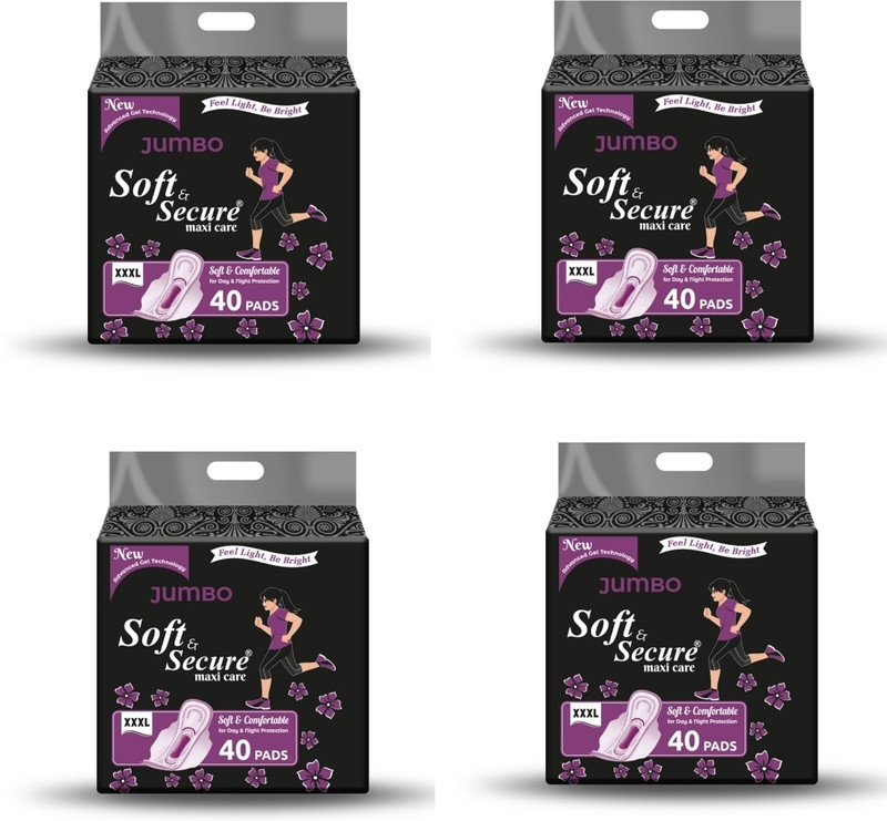 soft & secure XXXL Dry comfort jumbo sanitary pad Sanitary Pad (Pack of 160) Sanitary Pad(Pack of 160)