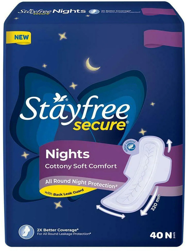 STAYFREE Secure Cottony Comfort XL 40 (pack of 2)+ Secure Nights XXL 18| Day & Night Pack Sanitary Pad(Pack of 98)