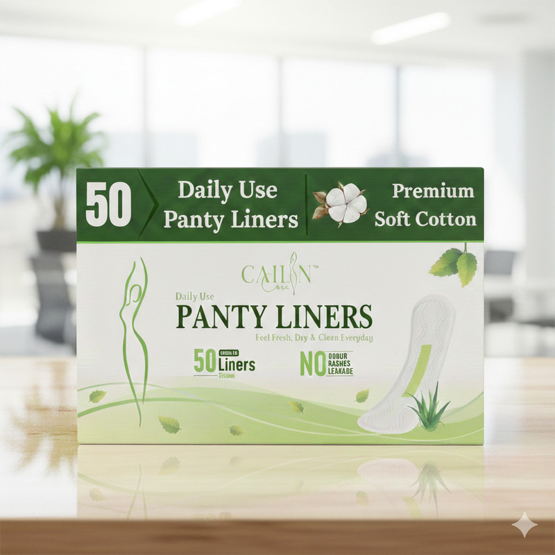 Cailin Care Soft and Comfortable Cotton Ultra Thin Daily Use (Size - 155mm|Regular) Tryfold Pantyliner(Pack of 50)