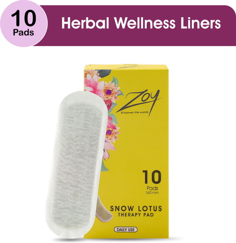 Zoy Snow Lotus Therapy Pad | Daily Use | Gynaecologist Recommended | Size - 160mm Pantyliner(Pack of 10)