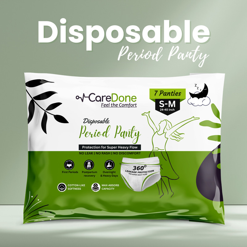 CareDone Disposable Period Panty for Girls Heavy Flow | 12-Hour Leak Protection Sanitary Pad(Pack of 7)