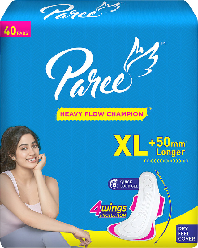 Paree Dry Comfort XL Pads | Wider Back for Extra Coverage | Quick Absorption Sanitary Pad(Pack of 40)