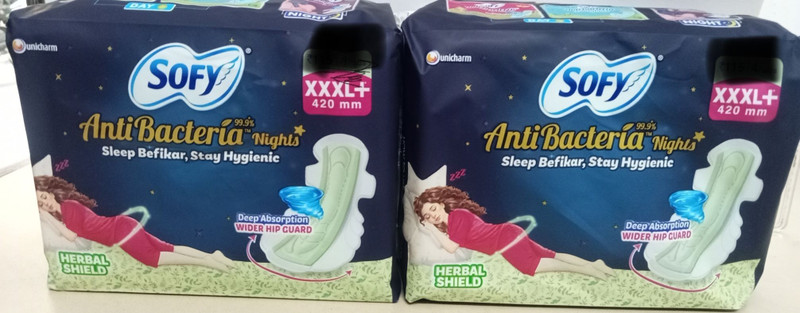 SOFY ANIBACTERIA NIGHT XXXL+ 420MM Sanitary Pad(Pack of 2)