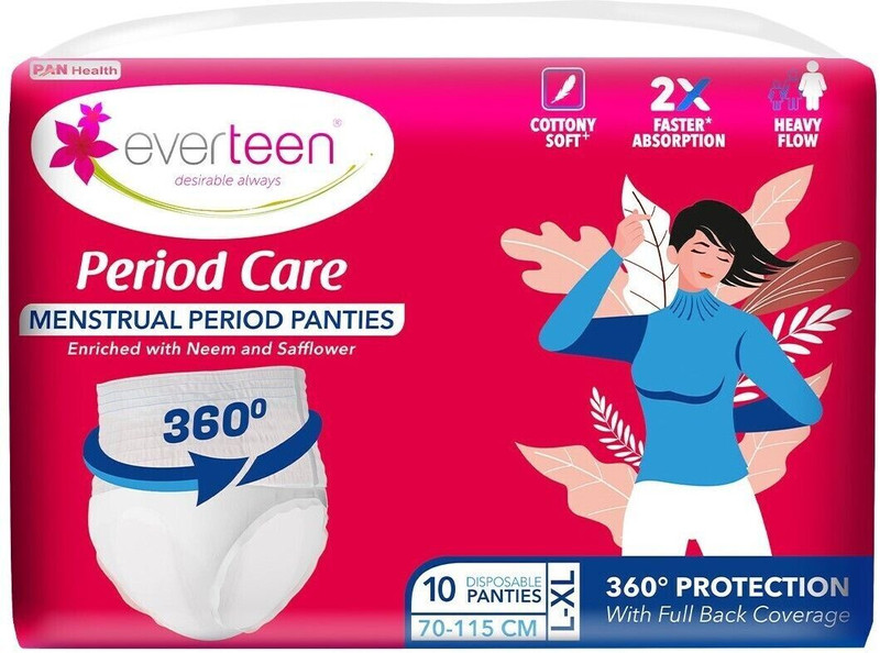 everteen Disposable Menstrual Period Panties12 Hr Leak Proof L-XL(Pack of 10) Sanitary Pad