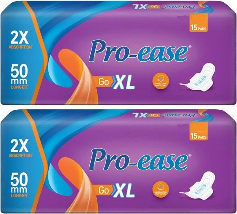 Pro-ease GO XL 50 mm Longer XL - 16+16 Pieces Sanitary Pad(Pack of 32)