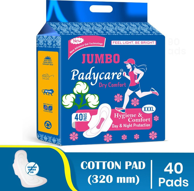 Padycare Jumbo Cotton Tri fold Sanitary Pad for Women and Girls Sanitary Pad(Pack of 40)