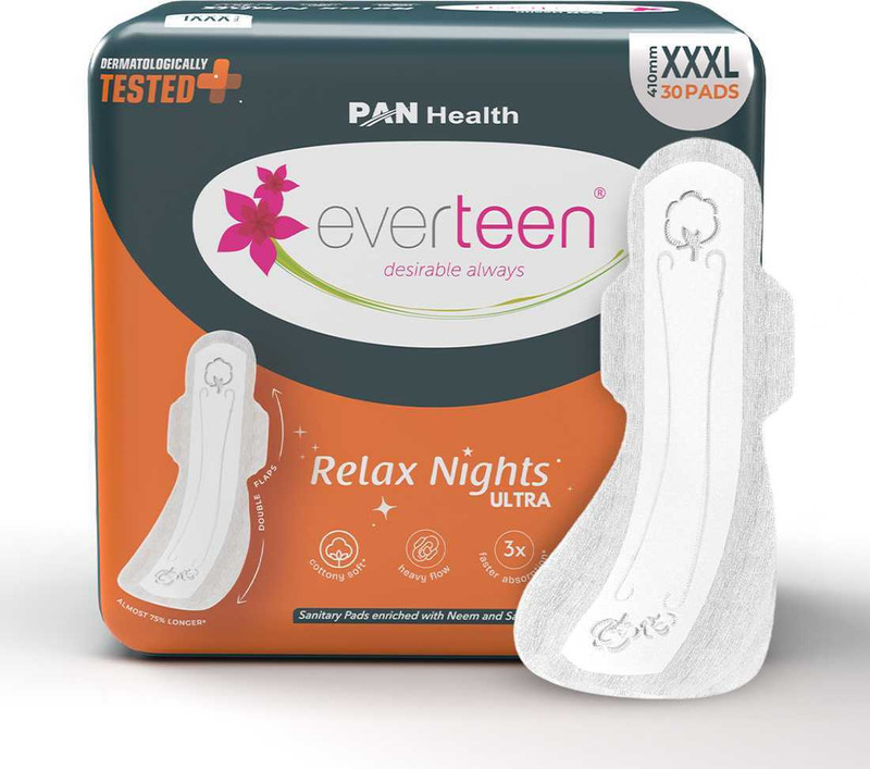 everteen XXXL Ultra-Thin Overnight Sanitary Pads for Heavy Flow |75% Longer No Leaks | Sanitary Pad(Pack of 30)