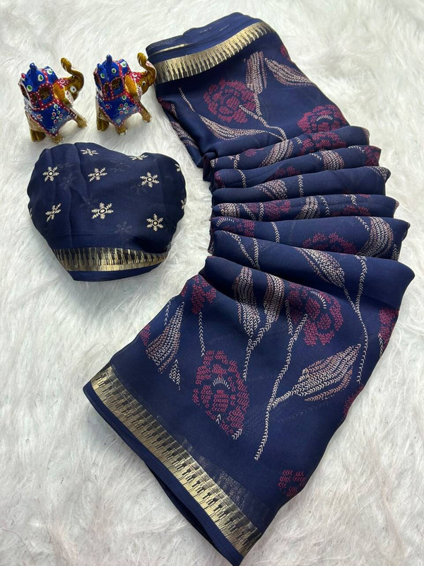 MANVIKA FASHION Printed Daily Wear Art Silk Saree(Blue)