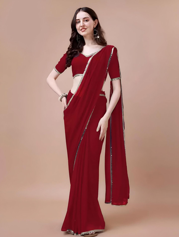 Ganesh Fashion Embellished Bollywood Georgette Saree(Red)