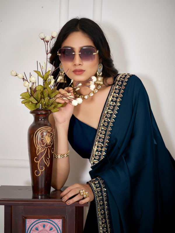 Fashion Club Collection Embroidered Bollywood Art Silk, Cotton Silk Saree(Multicolor)