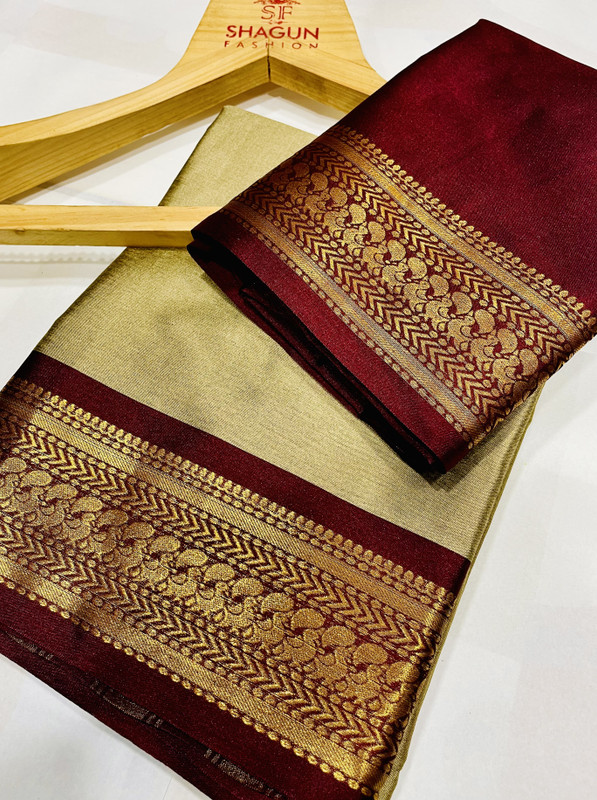 Fashion Club Collection Woven Banarasi Cotton Silk Saree(Cream)