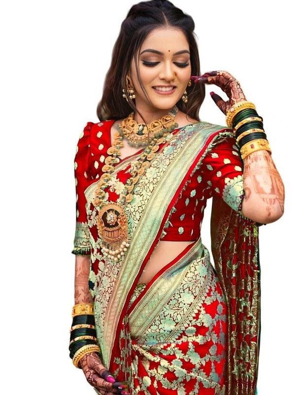 tapovan fashion Woven Banarasi Art Silk Saree(Red)