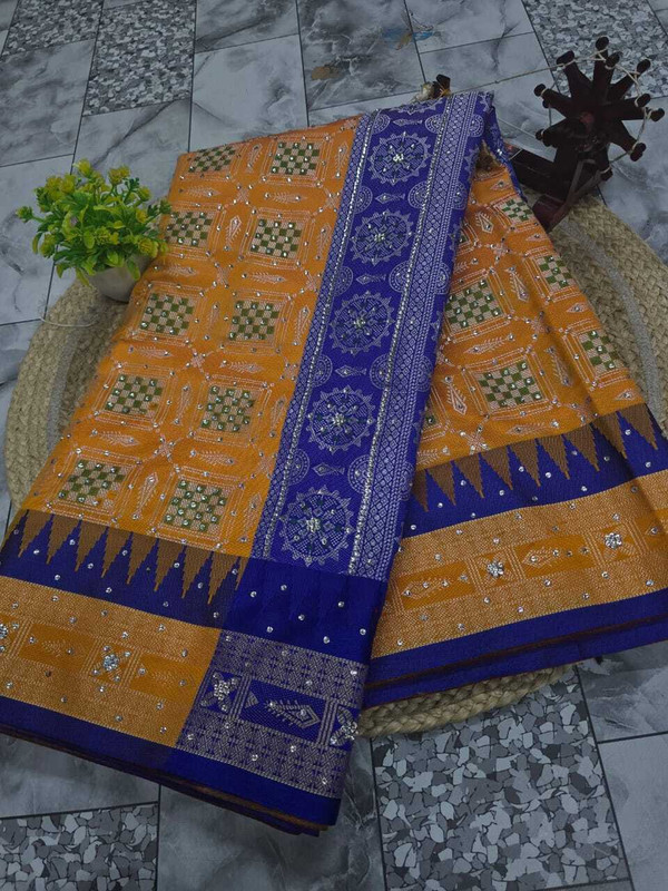 Tilfelle Woven Sambalpuri Silk Blend Saree(Mustard)