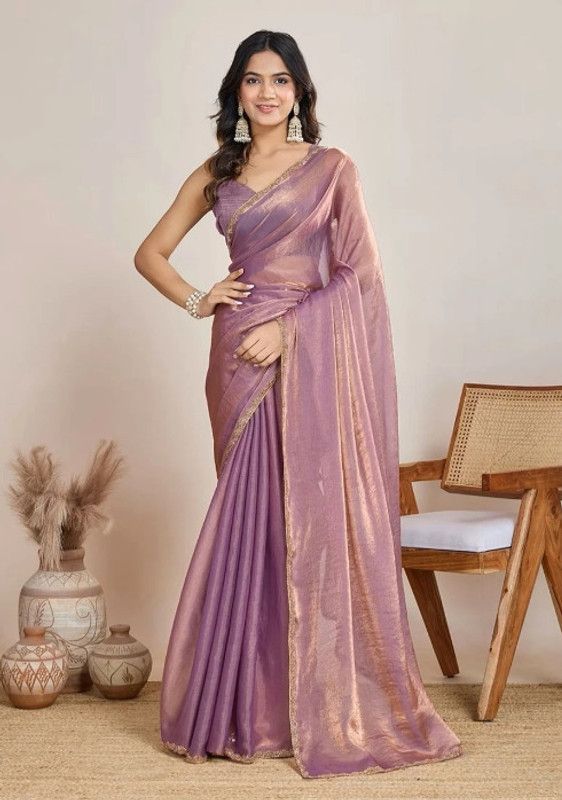 MINDHOL FASHION Solid/Plain, Woven Daily Wear Chiffon Saree(Pink)
