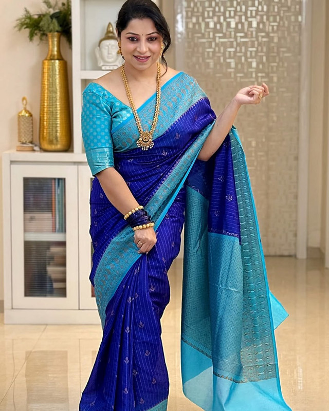 Neel Fashion Woven Bollywood Art Silk Saree(Blue)