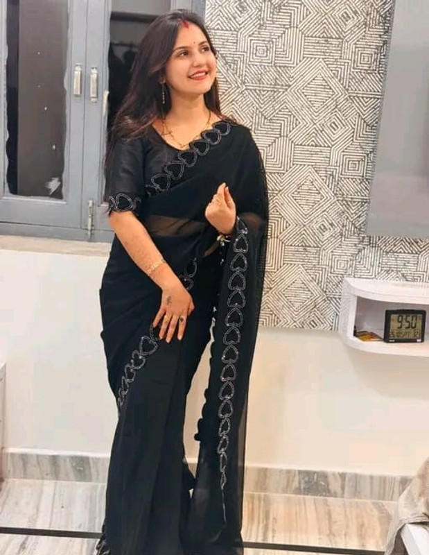 kahan Printed Daily Wear Chiffon Saree(Brown)