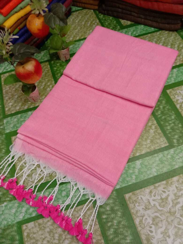 Parbati fashion Solid/Plain Tant Pure Cotton Saree(Pink)