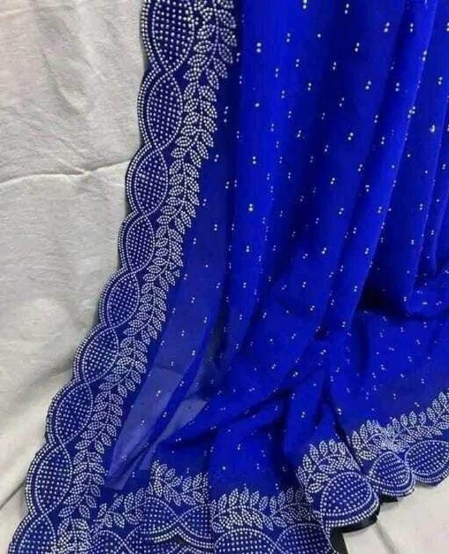 Shilpa Fashion Embroidered Bollywood Georgette Saree(Blue)