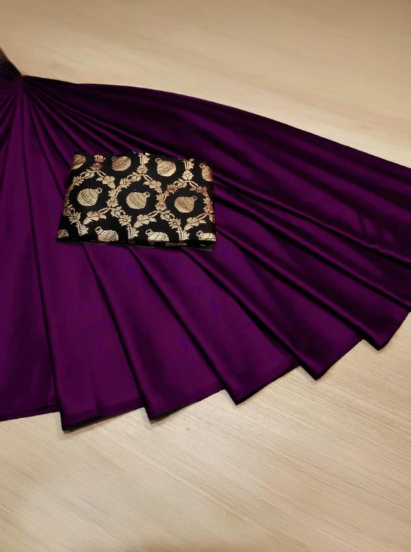 Arpita Fashion Solid/Plain Bollywood Silk Blend Saree(Purple)