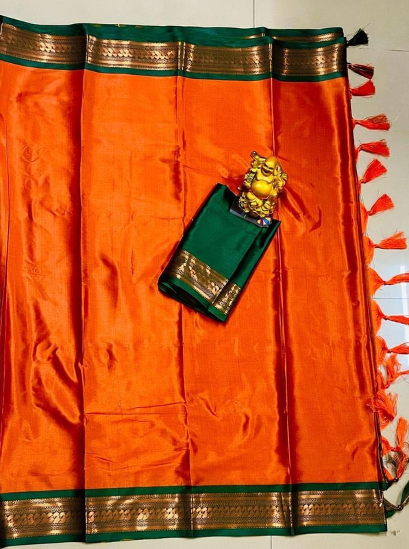 Fashion Club Collection Woven Maheshwari Cotton Silk Saree(Orange)