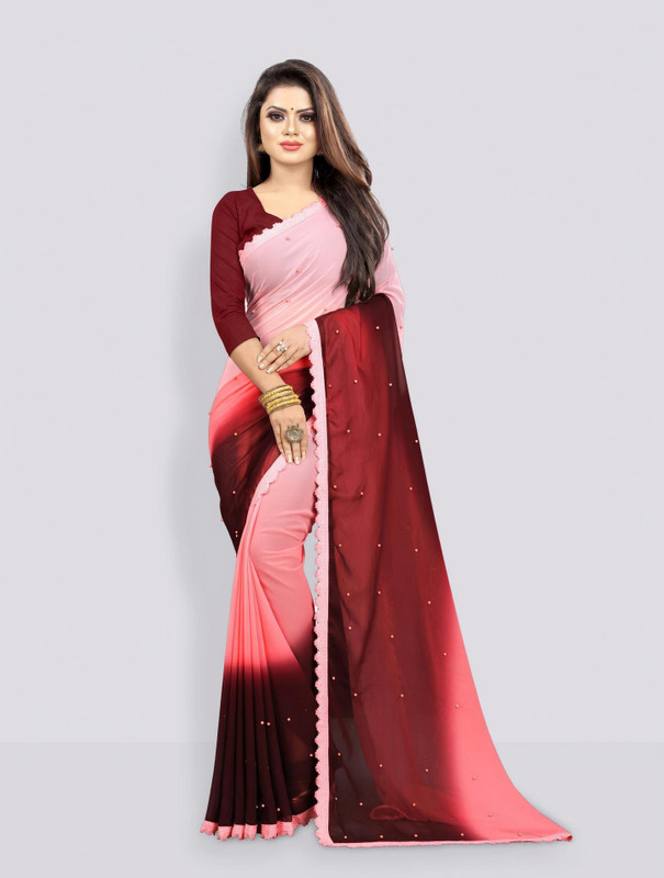 Fashion Day Ombre Bollywood Georgette Saree(Purple, Pink)