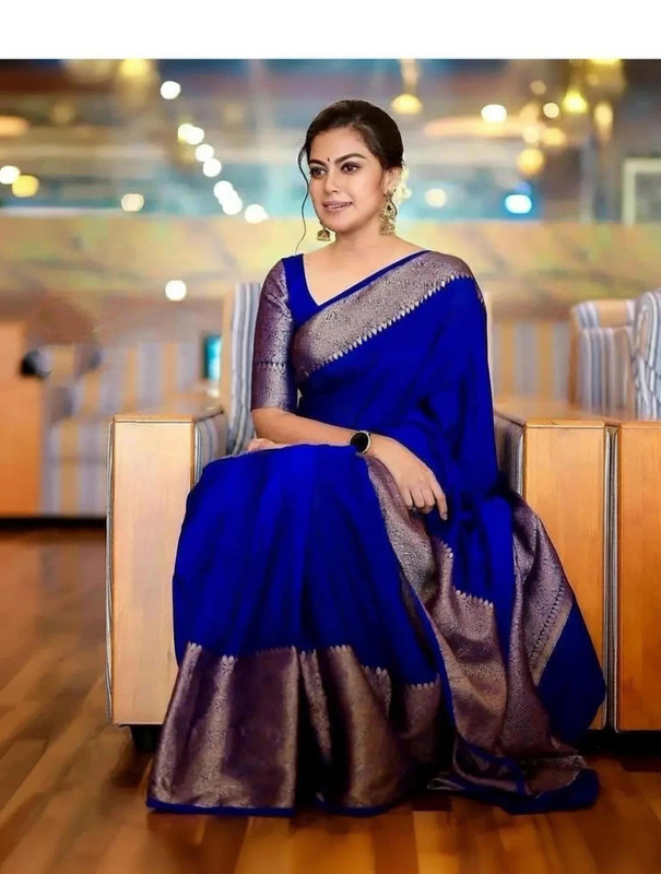 AVANTIKA FASHION Woven, Self Design Banarasi Pure Silk, Art Silk Saree(Blue)