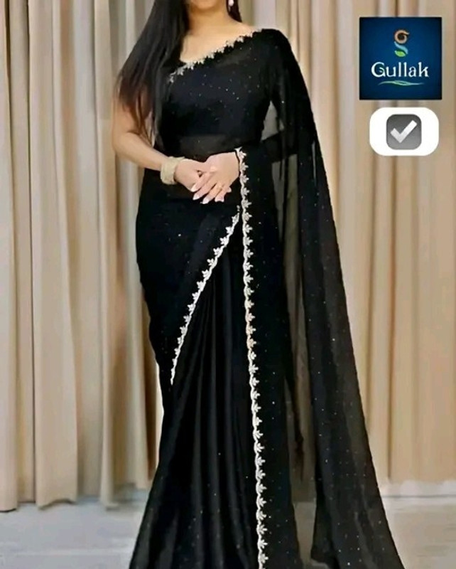KARNI FAB Self Design Bollywood Supernet Saree(Black)
